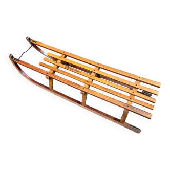 Large old sleigh sledge alsace decoration noel davos 1950