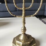 5-branched Jewish menorah/candlestick. Dedicated to mourning. In gilded bronze.