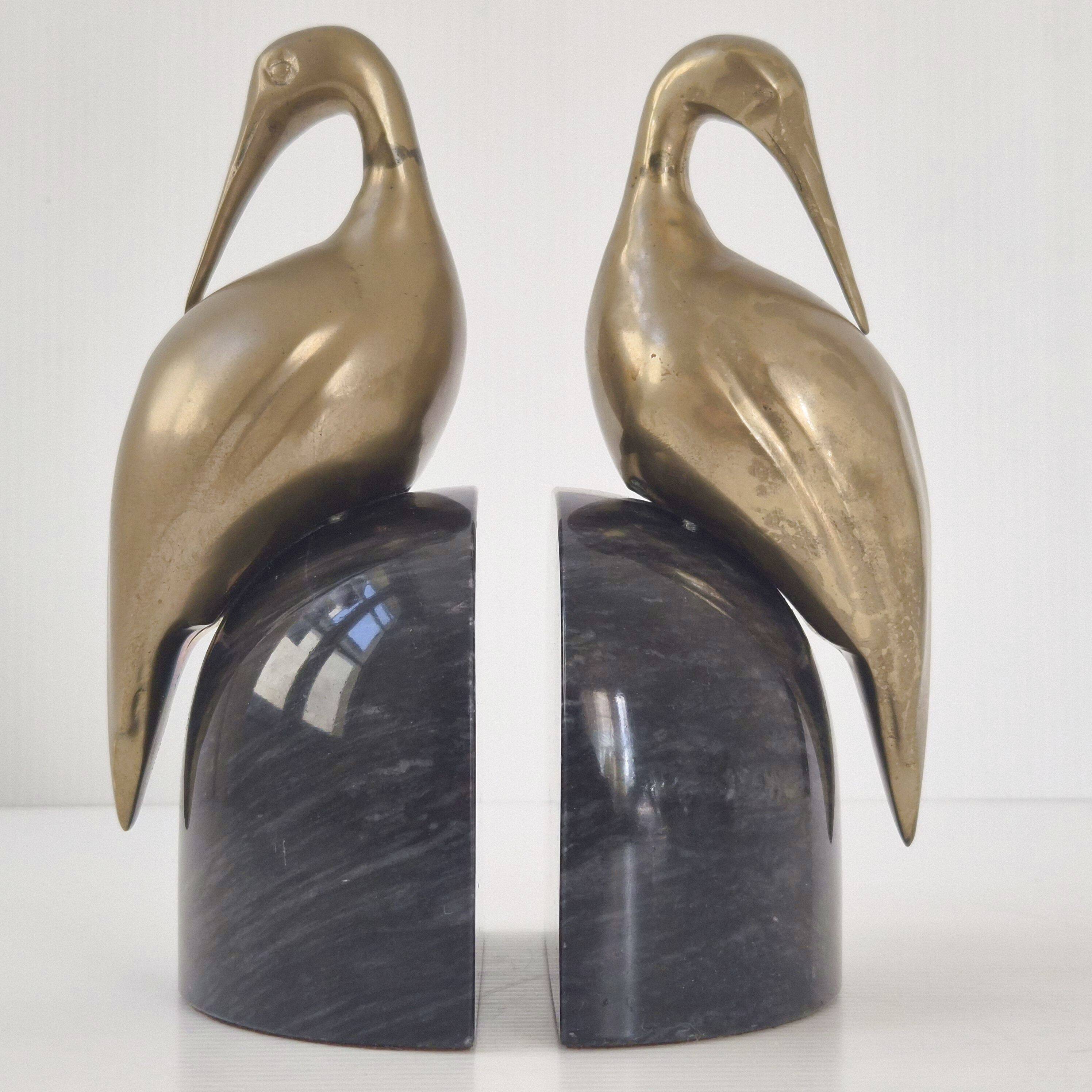 Pair of vintage 1970s heron bookends