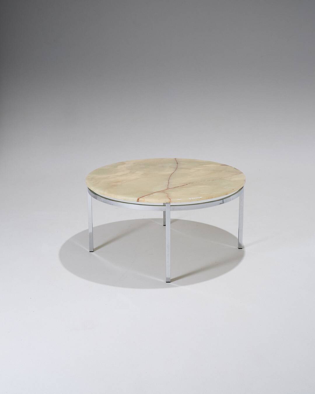 Round Onyx and Metal Coffee Table, 1960s