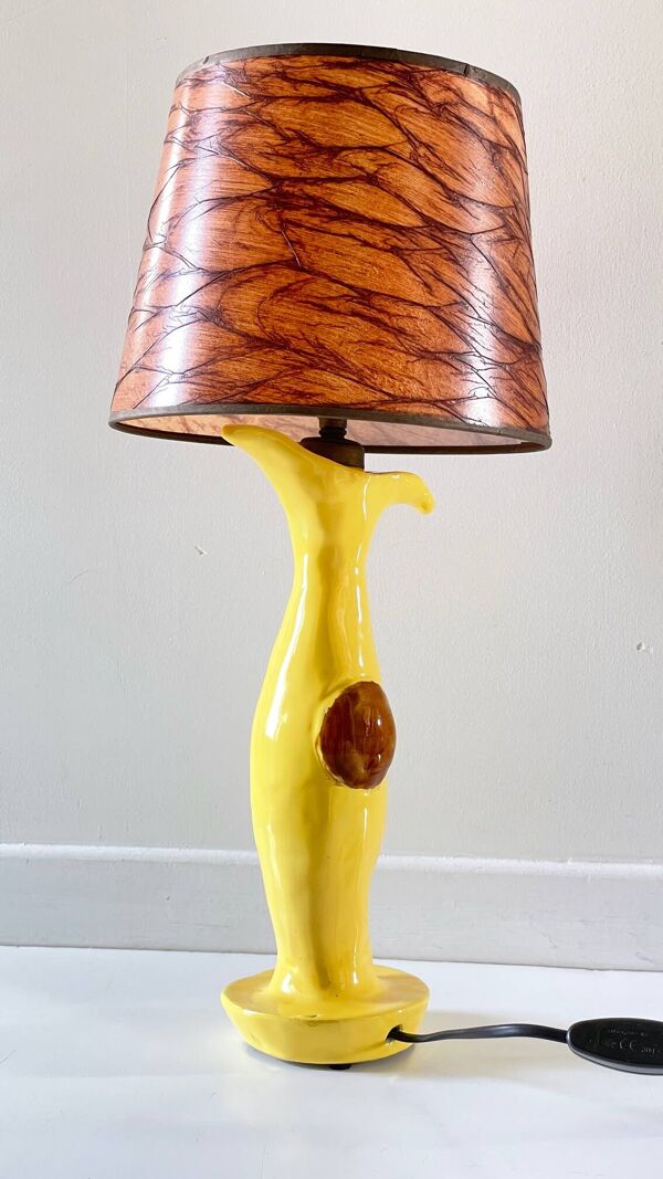 Lampe en céramique d'art signée vintage