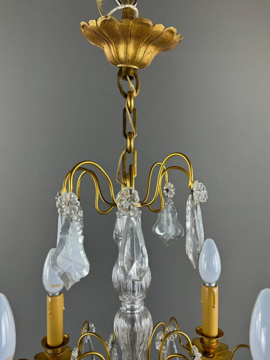 Lustre en cristal et bronze doré, début XXe siècle