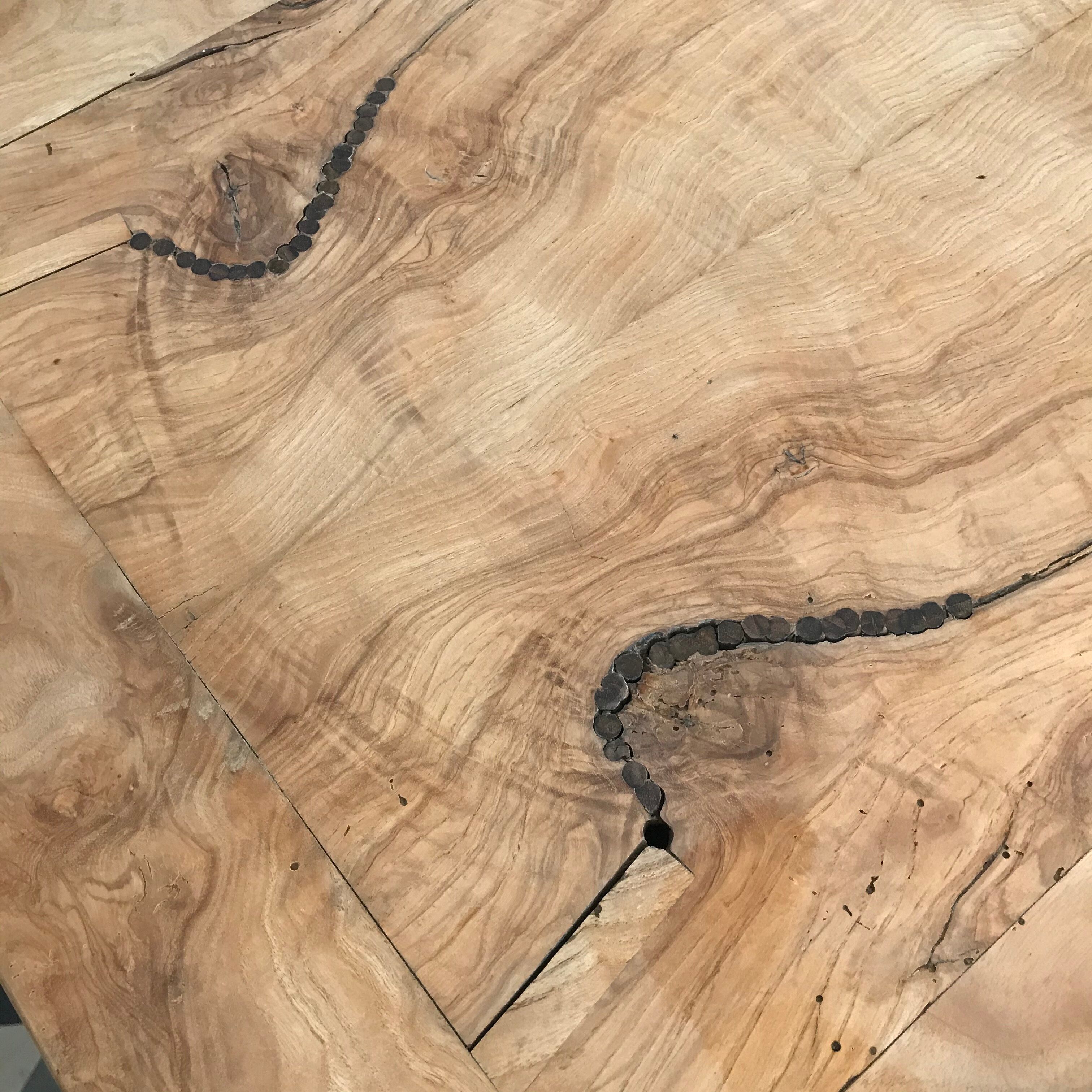 Wooden and black side table