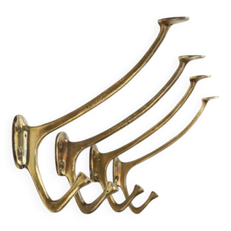 Set of 4 Adolf Loos brass art nouveau wall hooks, Vienna, Austria ca. 1910
