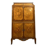 Louis XV style secretary in precious wood marquetry with floral decorations