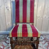 Suite de 6 chaises de style Louis XIII velours rayé