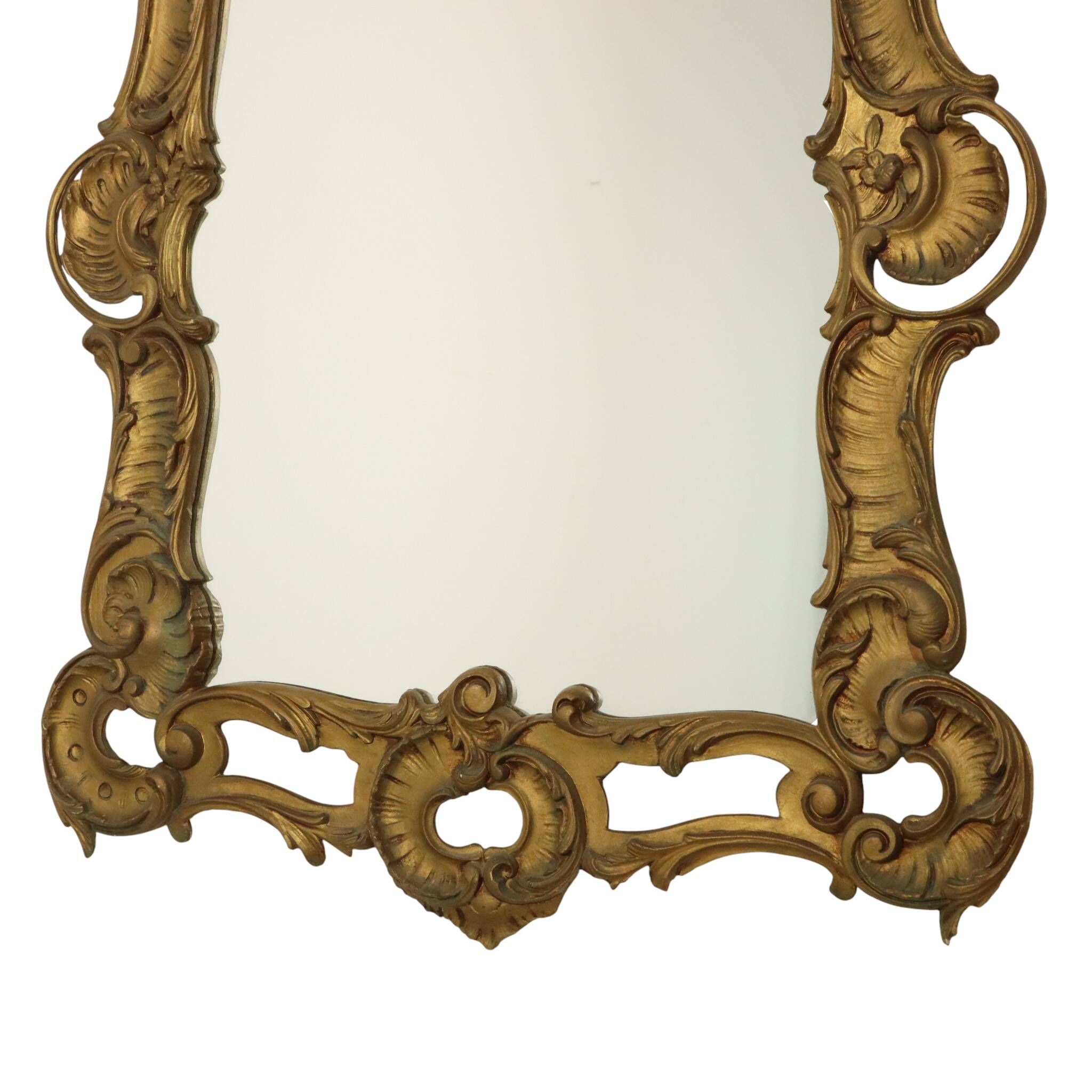 Italian Crested Mirror Rococo Style Gold-Colored Resin 84cm