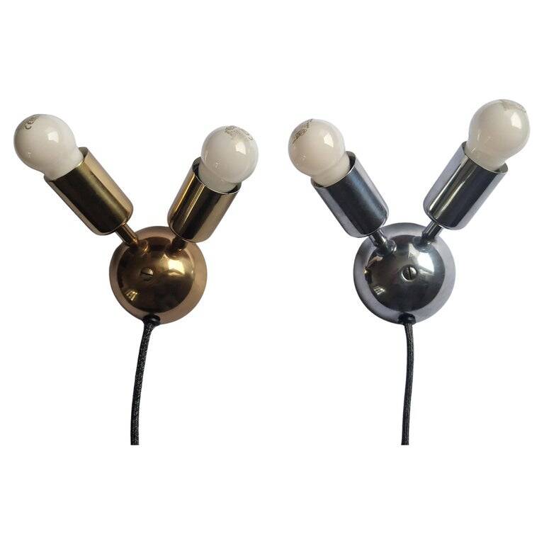 Set of Two Rare Midcentury Wall Lamps Drupol Sputnik, 1970s