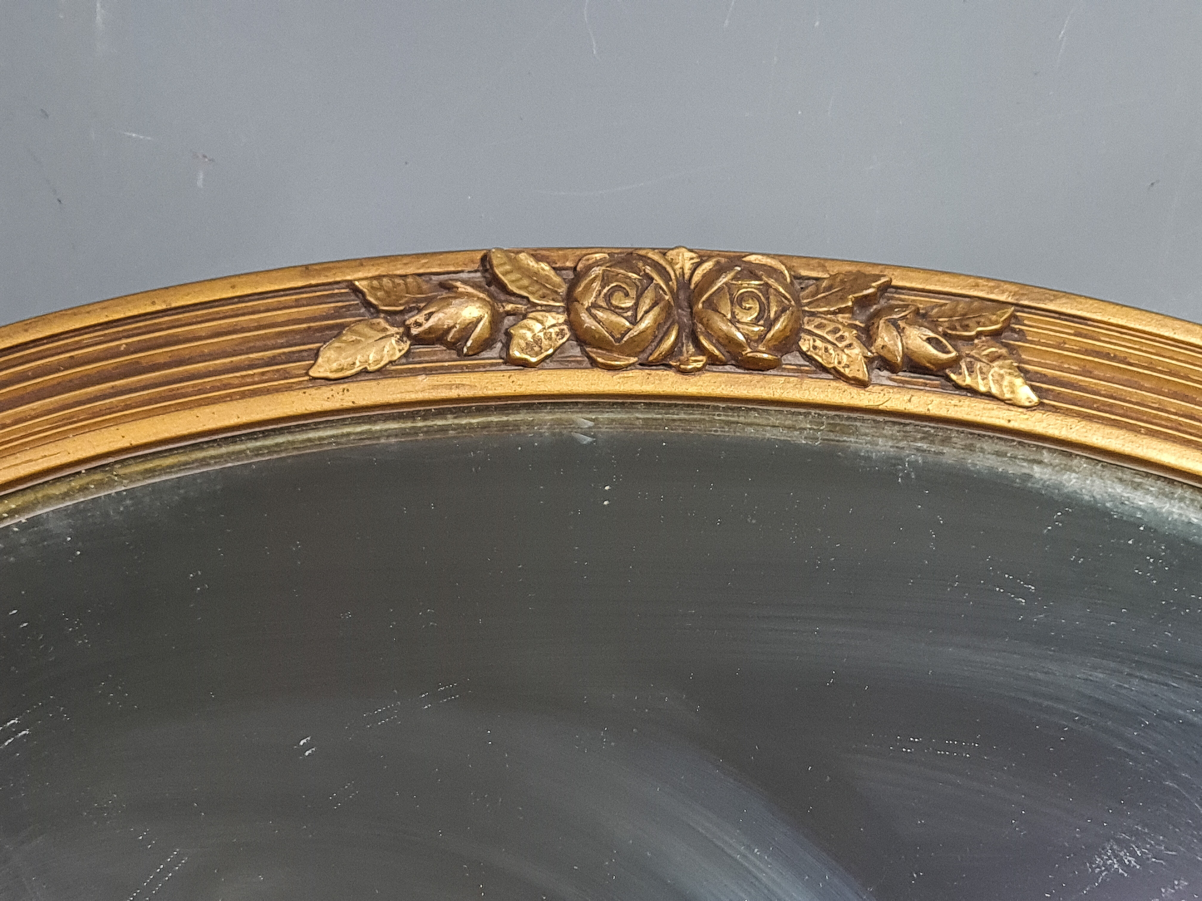 Old mirror frame Art Deco wood & gilded stucco 54x32,5 cm SB