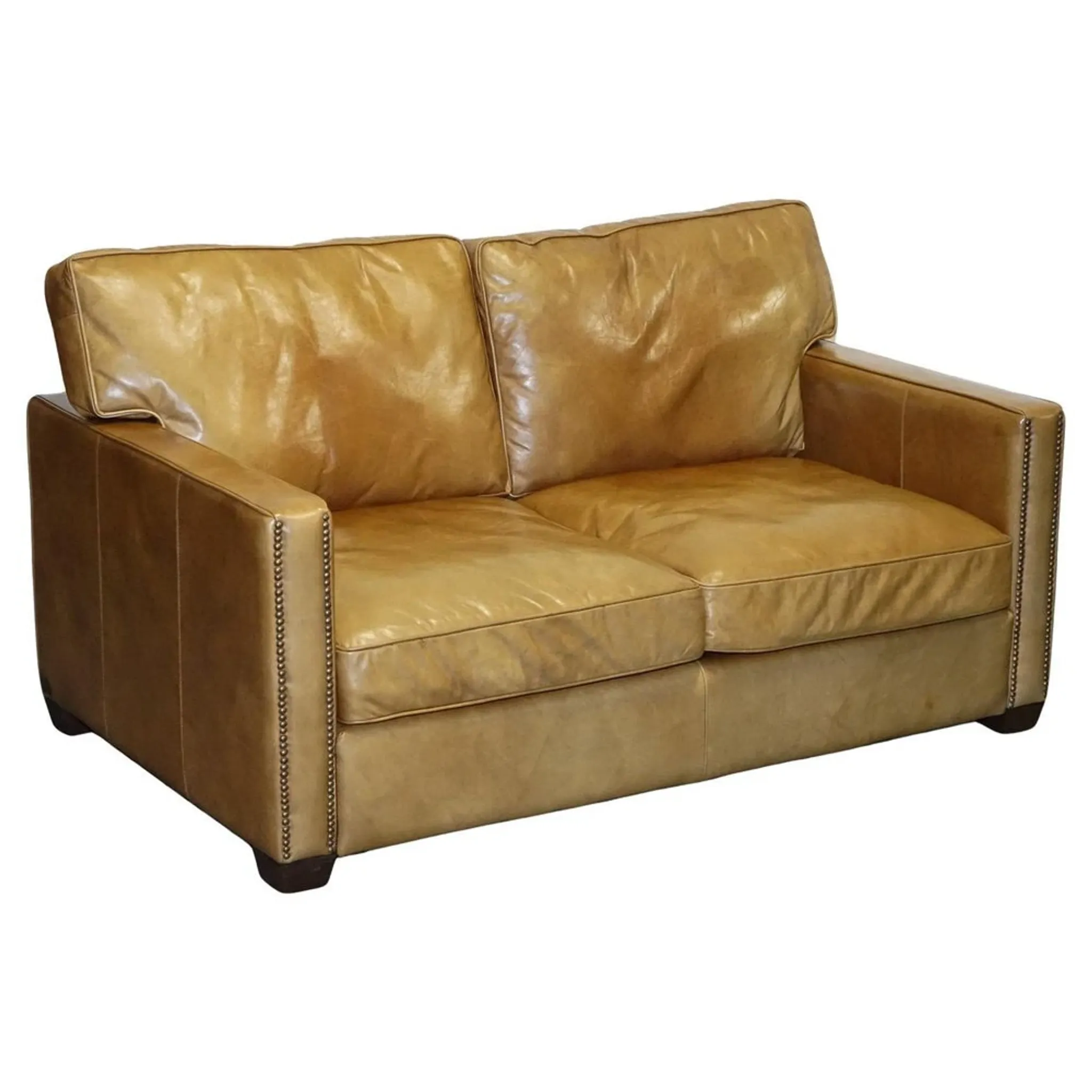 Halo Viscount Two-Seater Sofa in Tanned Leather by Timothy Oulton
