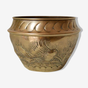 Brass pot cover, thistle pattern