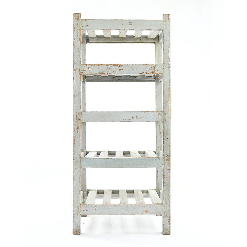 White 5 storey wooden shelf