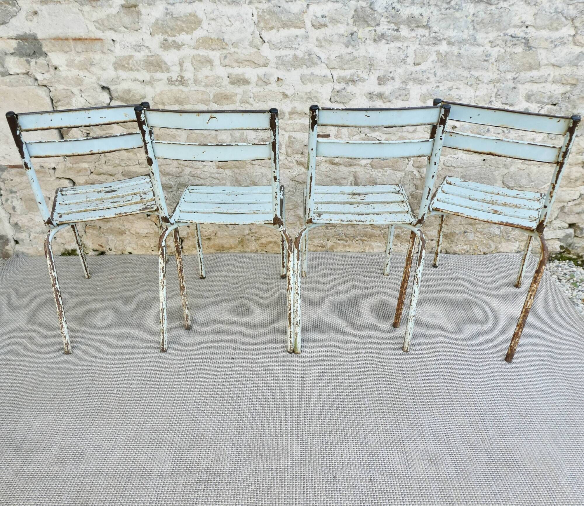 4 chaises de jardin en métal bleu pastel Art Prog