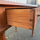 Antique desk in pitch pine, turned legs, drawer – superb patina.