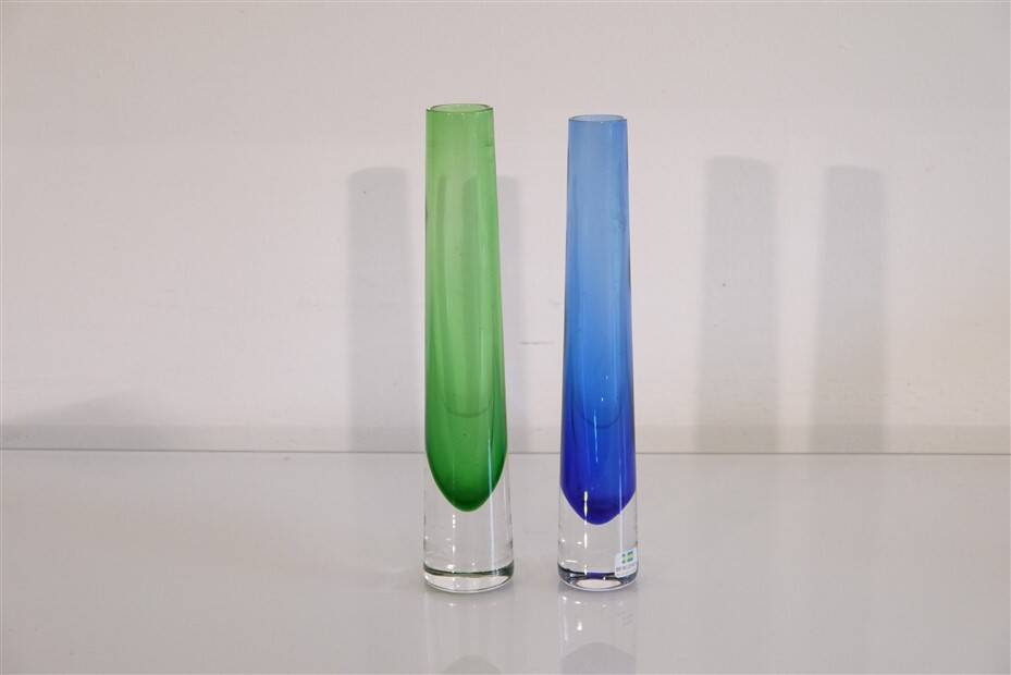 Pair of Scandinavian glass vases from Bergdala 1970