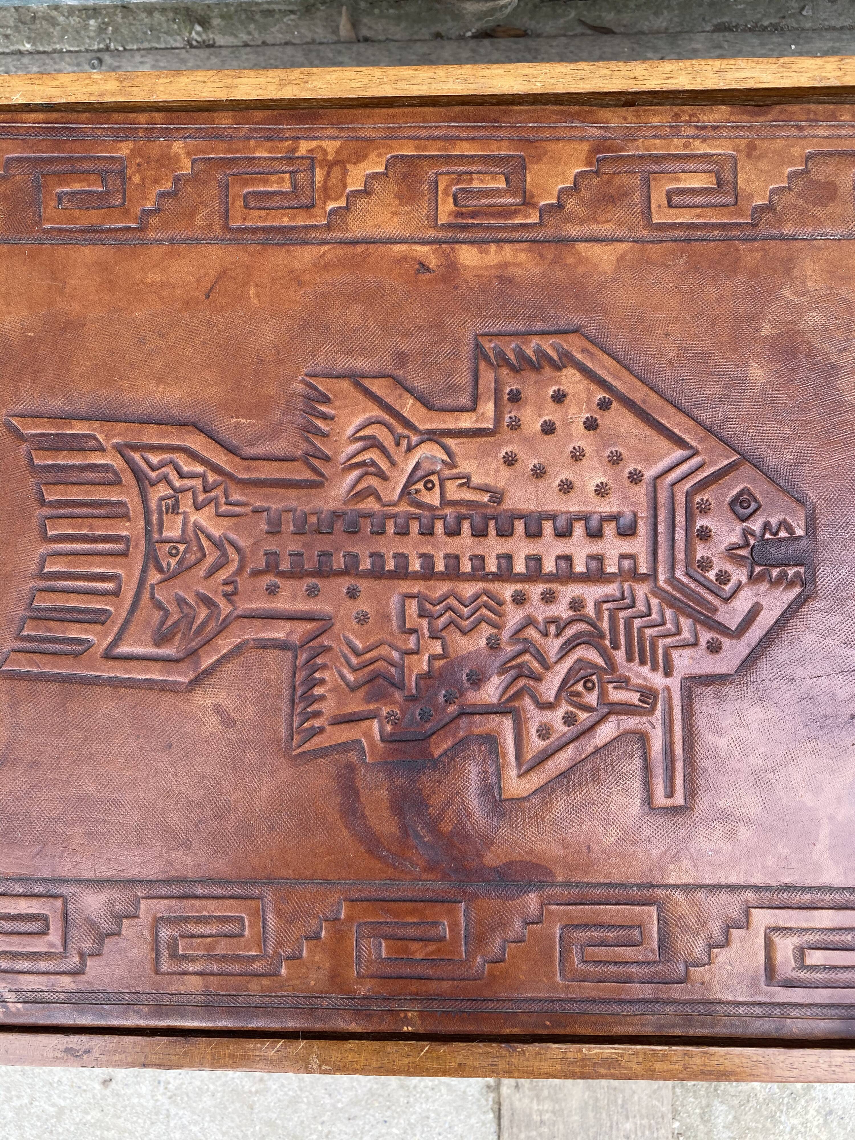 1960 Angel Pazmino leather bedside table