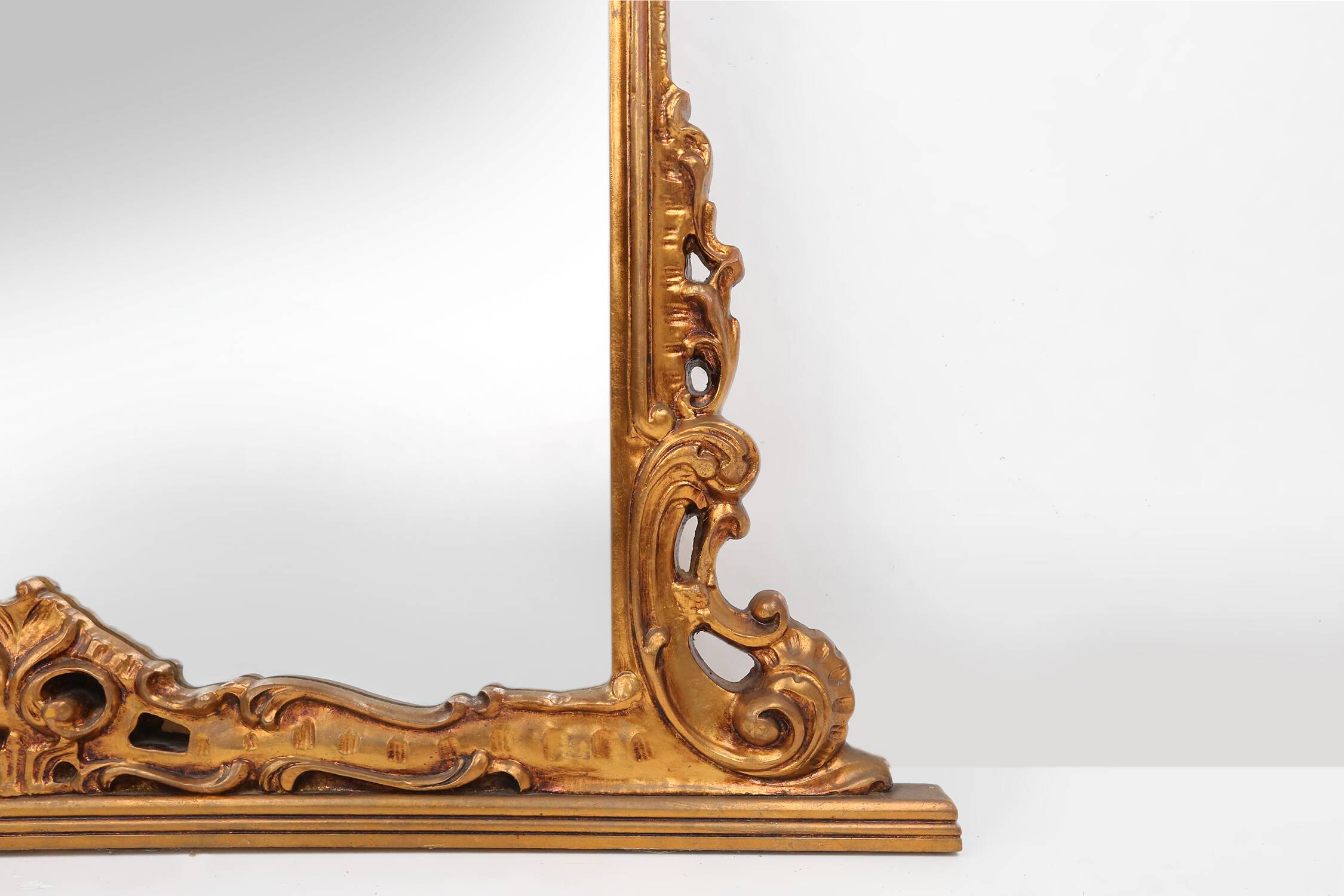 Wood-carved 20th century Louis XV style console mirror, France ca. 1970