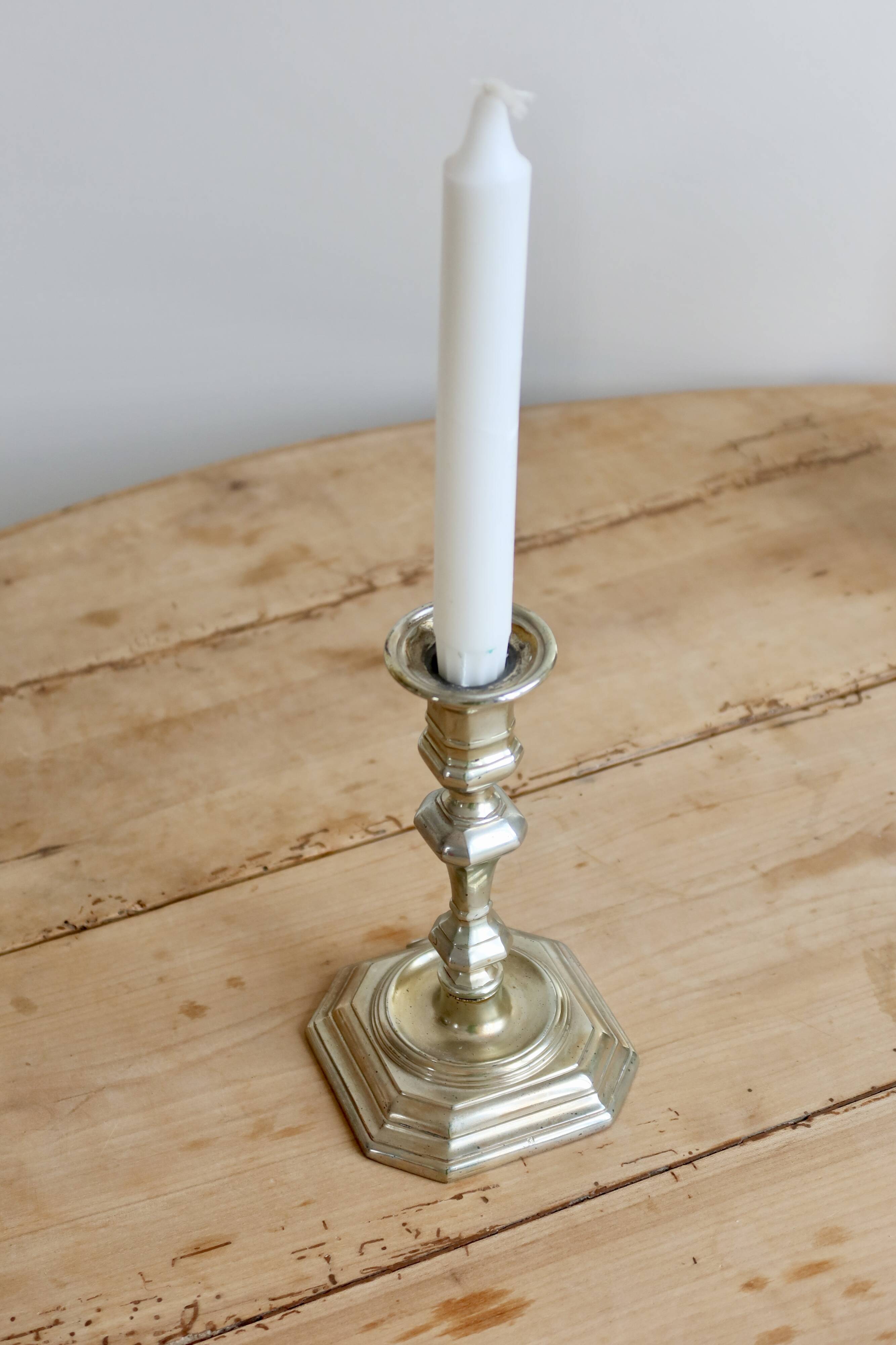 Large antique silver-plated candlestick - Shiny finish