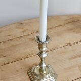 Large antique silver-plated candlestick - Shiny finish