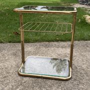 Brass and glass side table, italy, 1970s
