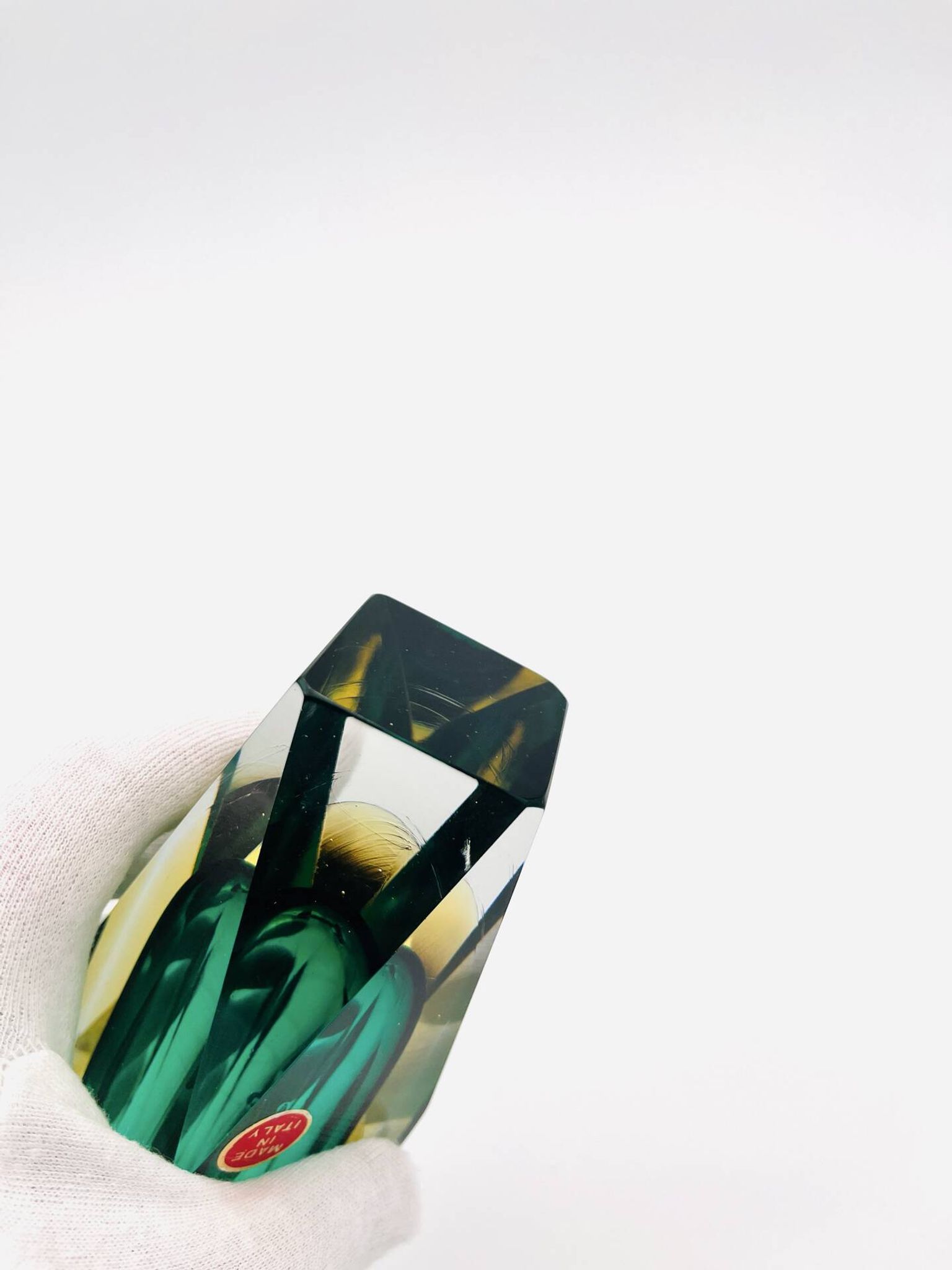 Flavio Poli vase for Seguso - Sommerso - Murano Green & Amber - 1960