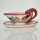 Saucière Henriot Quimper, décor fleurs et anse formant un homard