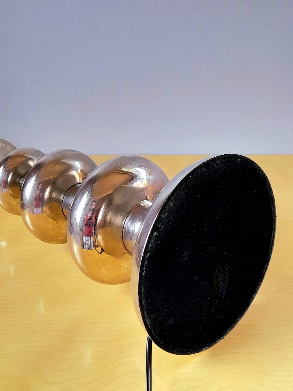 Space age lamp in chrome metal from the 1970s.