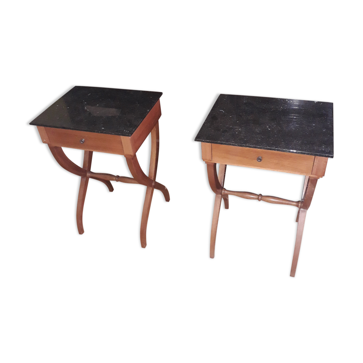 X-footed bedside pair