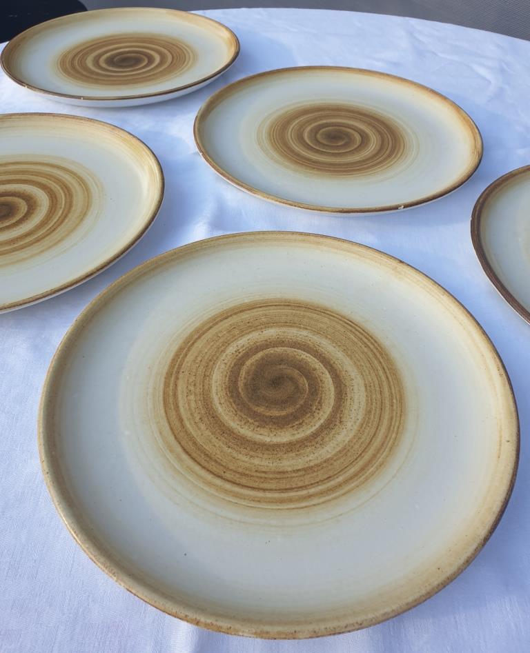 Set 5 plates longchamp 1970 spiral pattern diam24