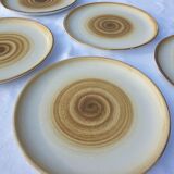 Set 5 plates longchamp 1970 spiral pattern diam24