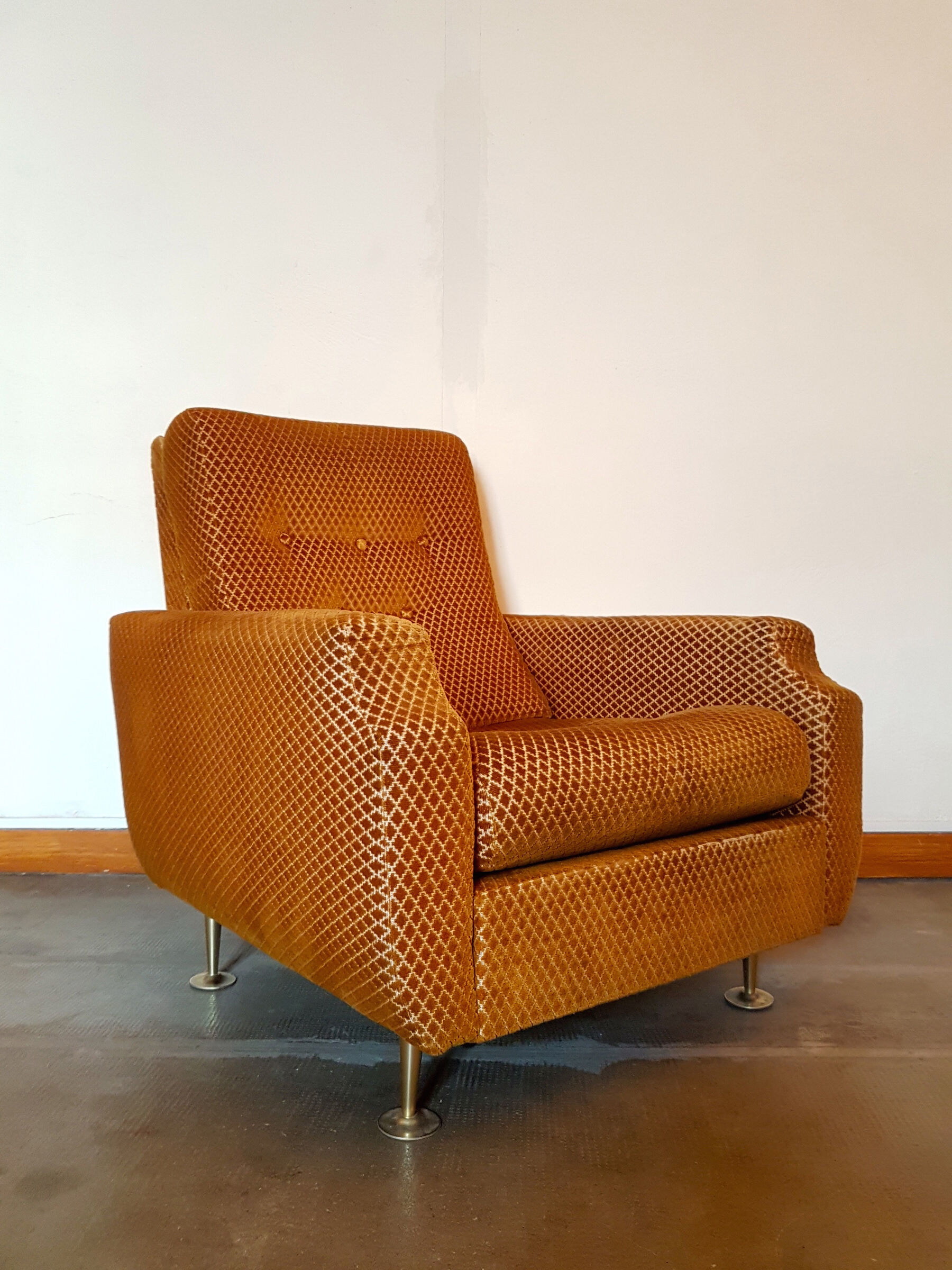 Pair of vintage mustard velvet chairs