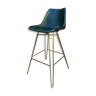 Green leather bar stool, metal legs Eiffel Made.com