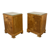 Pair of art deco burl bedside tables, 1930