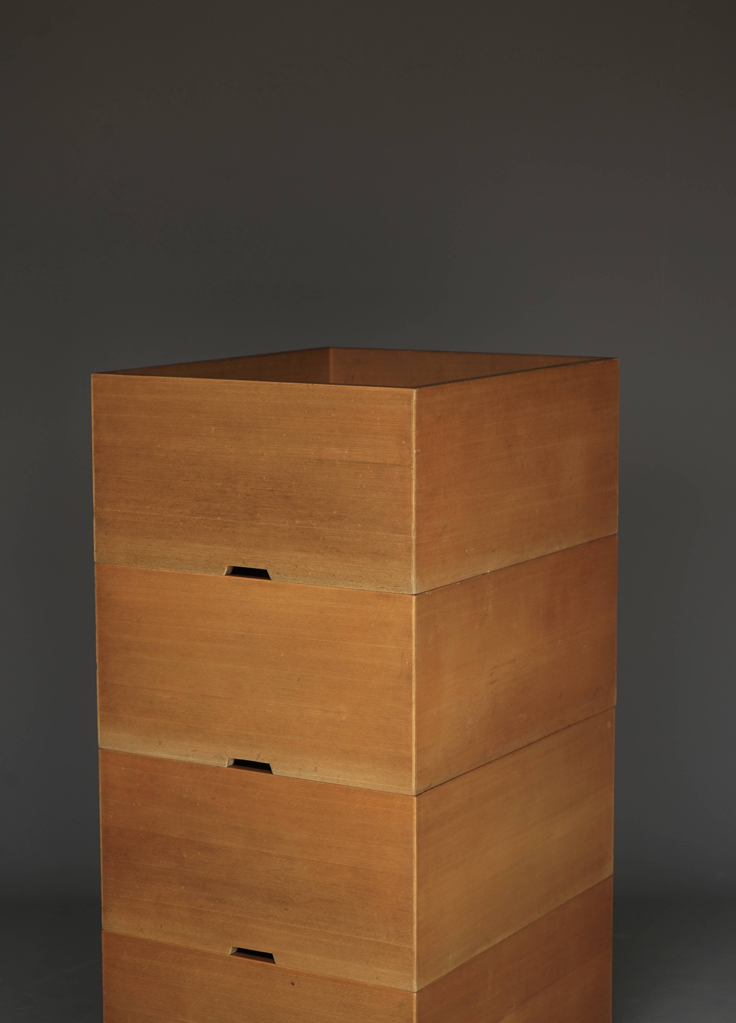 Storage Boxes in beech wood by Wim den Boon, 1967. Set of 4