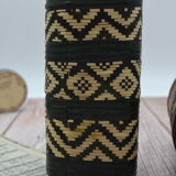 Set of 2 decorative vintage bottles covered with leather & wicker