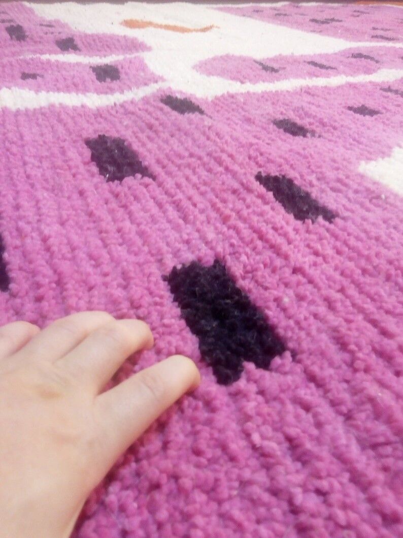 Tapis style Azilal violet - tapis coloré - tapis marocain fait main - 286x210 cm