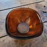 Pair of vintage amber and honey glass salad bowls – 1970s-80s