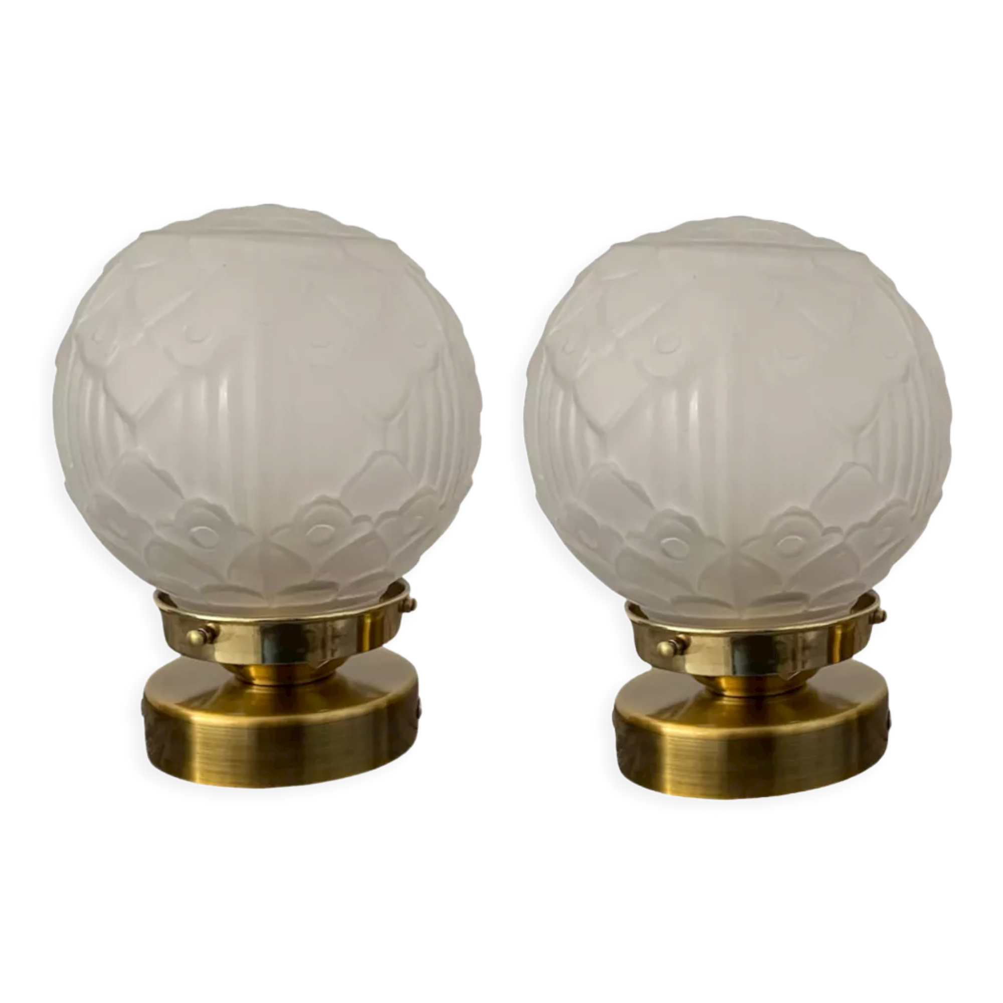 Pair of new electrified Art Deco globe sconces