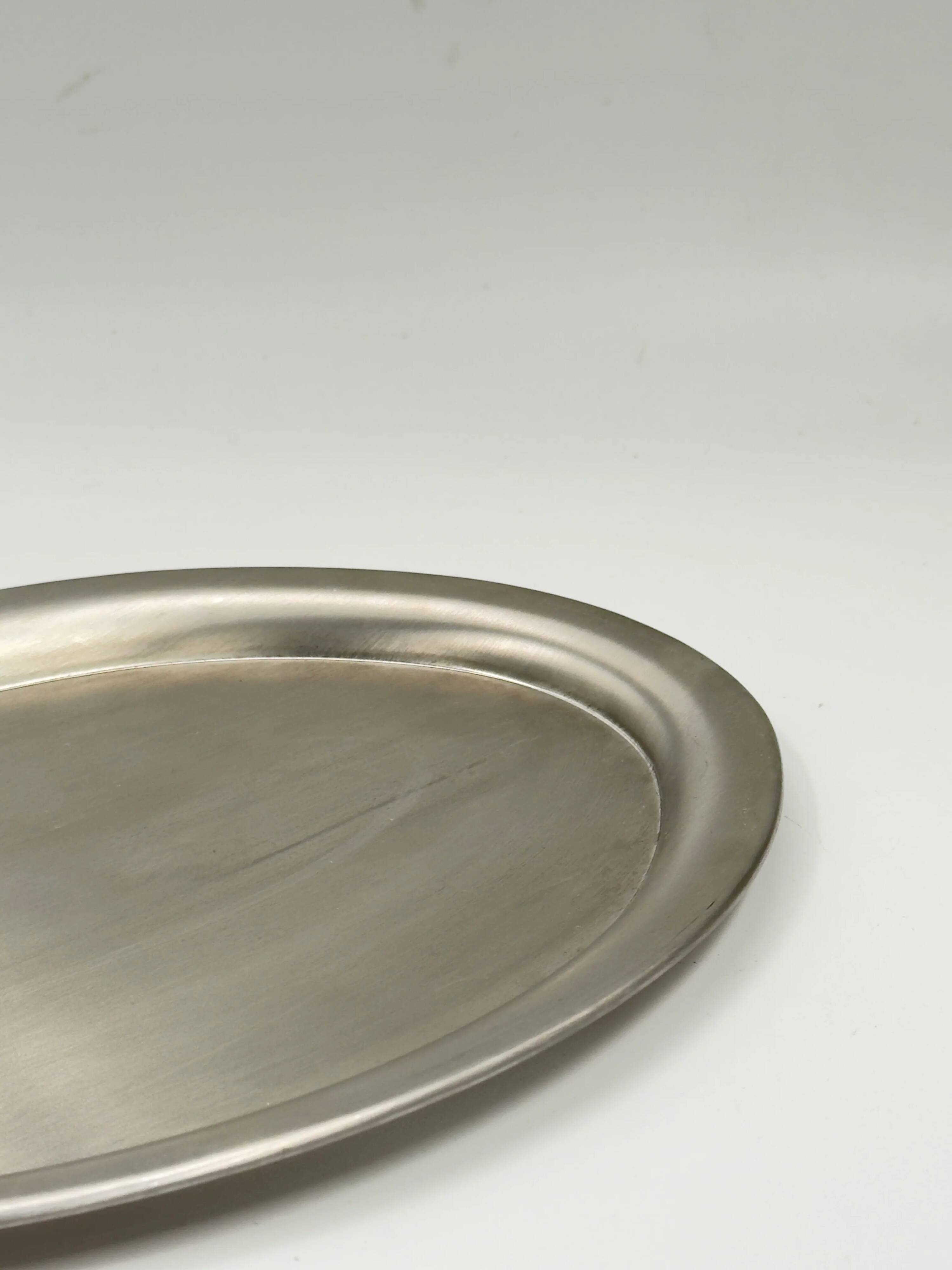 Vintage oval serving tray in stainless steel