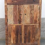 Meuble de rangement en bois ancien, 4 portes, 1 tiroir