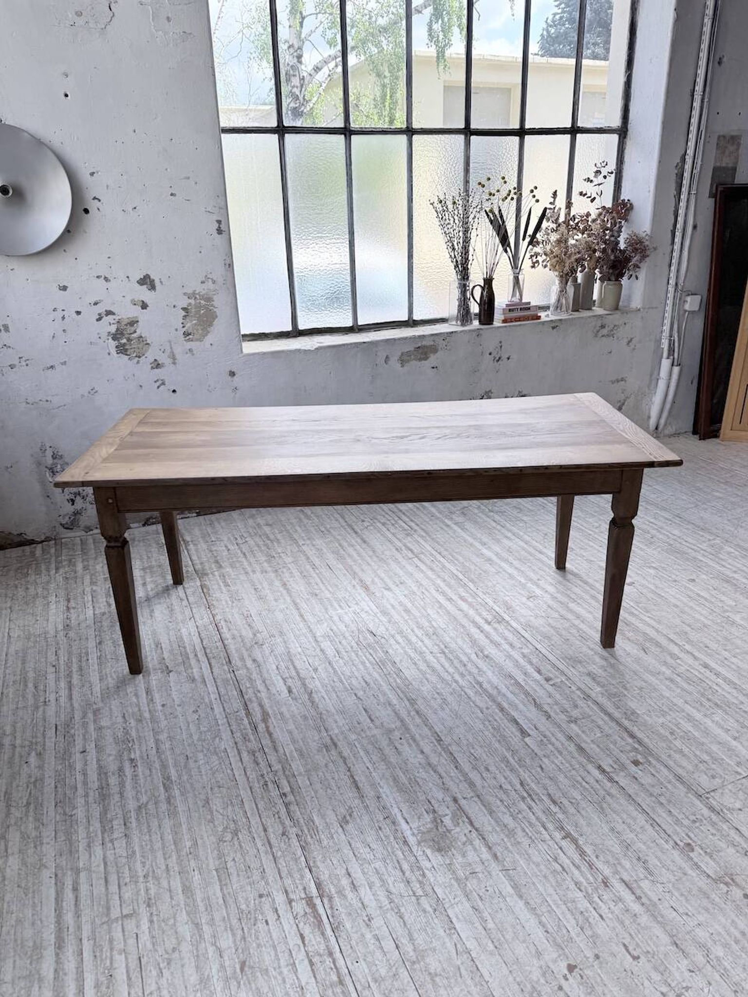 Solid oak farmhouse table with extensions (190-280cm) 1950