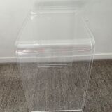 Duo of pull-out tables in plexiglass 70s