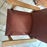 Wood armchair and imitation leather
