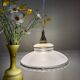 Pendant lamp, antique lampshade in white and gold granite glass
