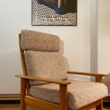 Relax armchair Scandinavian style chaise longue in wood and wool