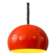 Large vintage red metal pendant light in Space Age style