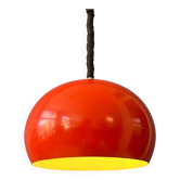 Grande suspension vintage rouge en métal style Space Age