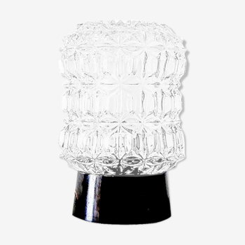 Lampe à poser en verre ciselé et bakélite