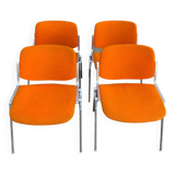 Set of 4 orange DSC 106 chairs Giancarlo Piretti for Castelli