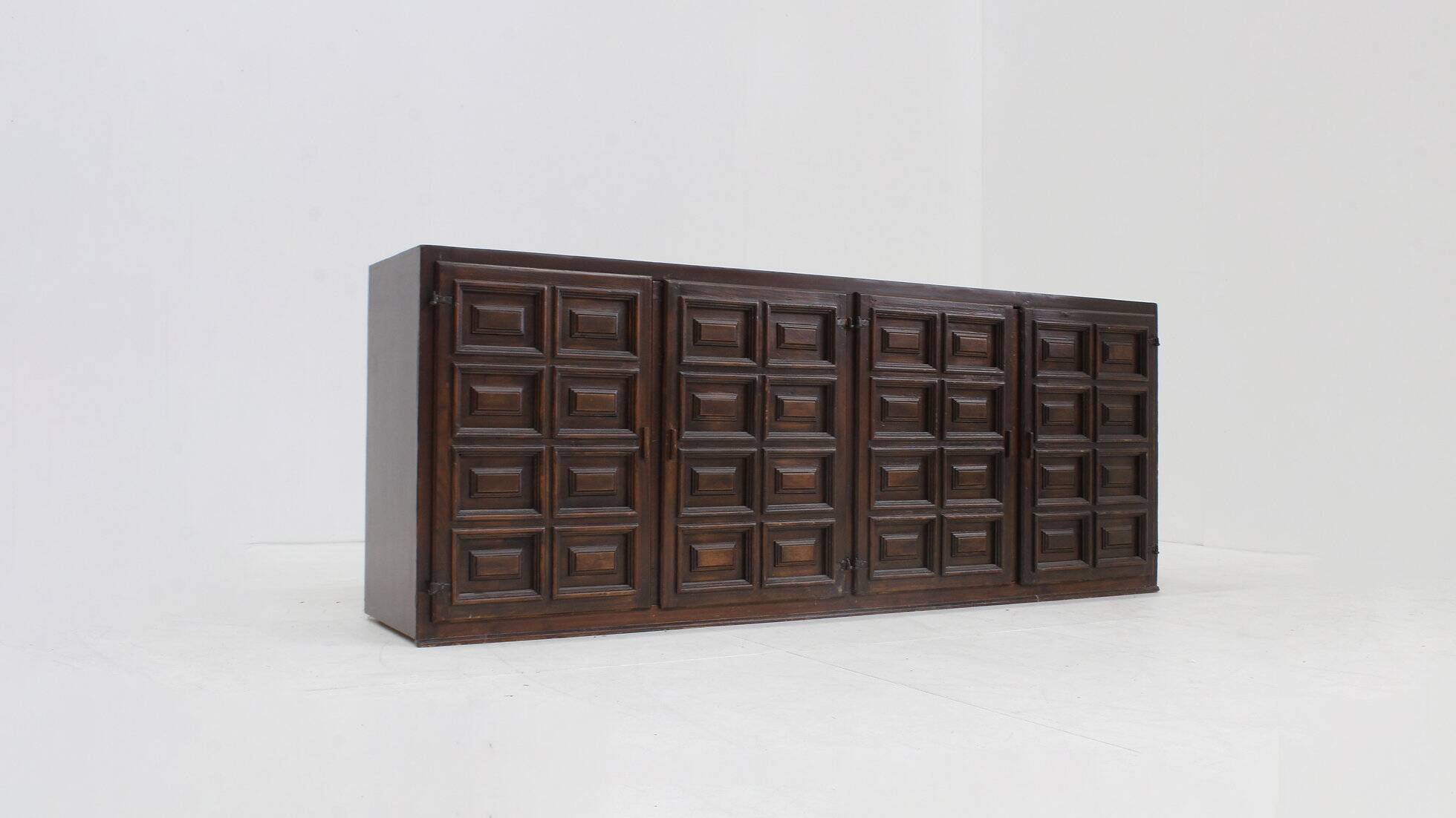 Vintage Spanish Brutalist Sideboard Credenza